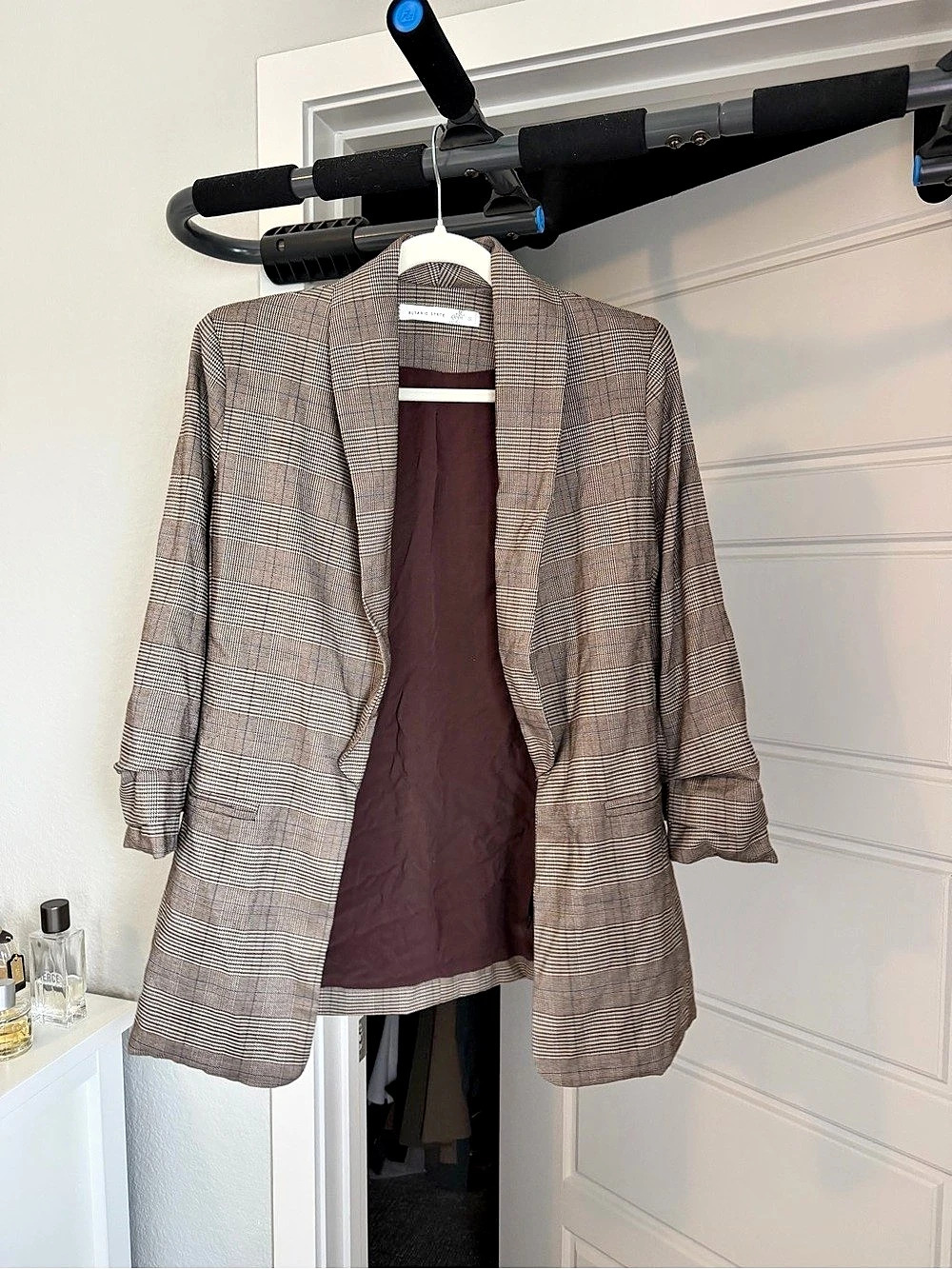 Altar'd State Houndstooth Blazer in Brown & White Size Small Like New